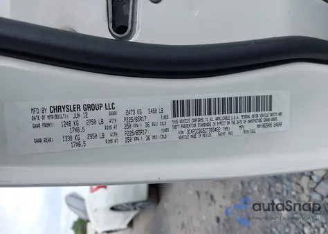 2012 Dodge Journey Sxt z USA, uszkodzony, nr VIN 3C4PDCBG5CT393466